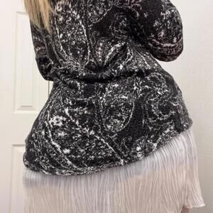 black + grey paisley off the shoulder top